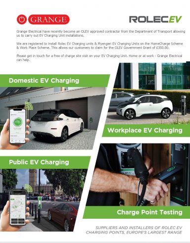 Grange Electrical are approved EV charger installers for Rolec