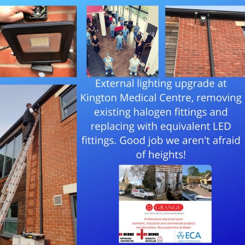 LED external lighting upgrade by Grange Electrical at Kington Medical Centre